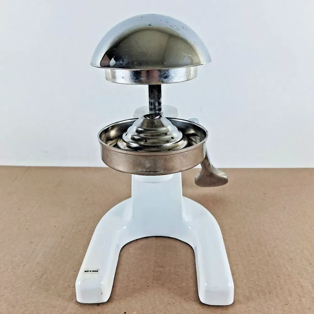 Countertop Ramcon Chrome & White Enamel Manual Citrus Juicer Vintage